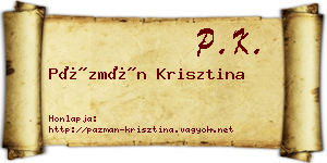 Pázmán Krisztina névjegykártya